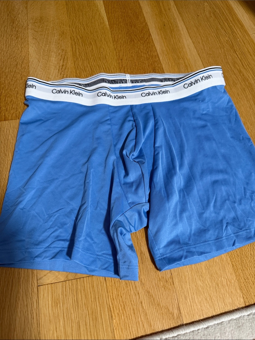 Calvin Klein Men’s Light Blue Stretch Boxer Briefs with Logo Waistband